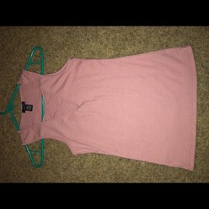 Pink V-Neck Tank Top With Criss Cross Detailing